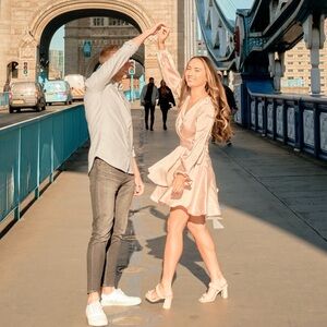 Wrap around pink satin dress! Perfect for weddings! Or a cute date night!